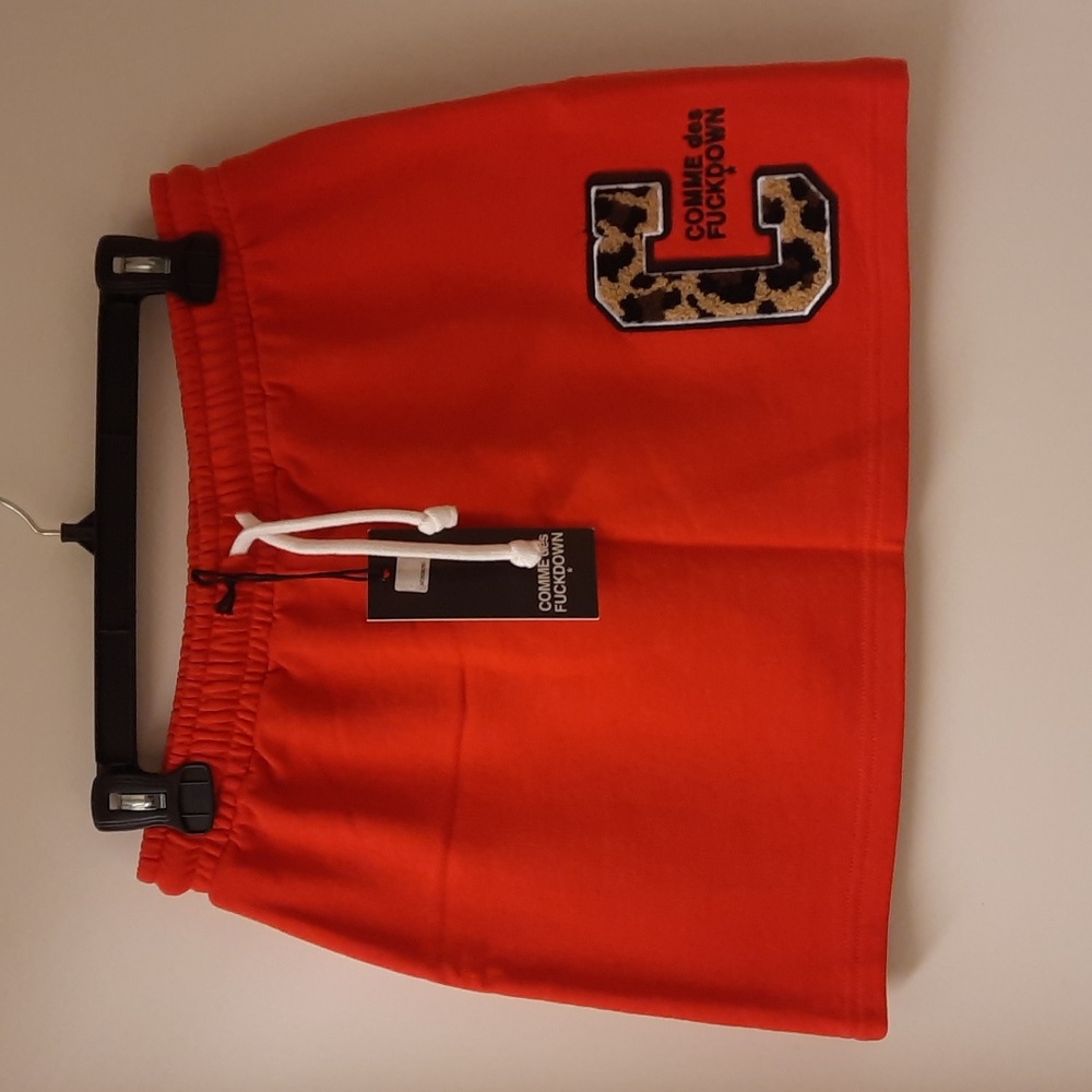 NWT, Comme des Fuckdown Red Logo Sweat Skirt
